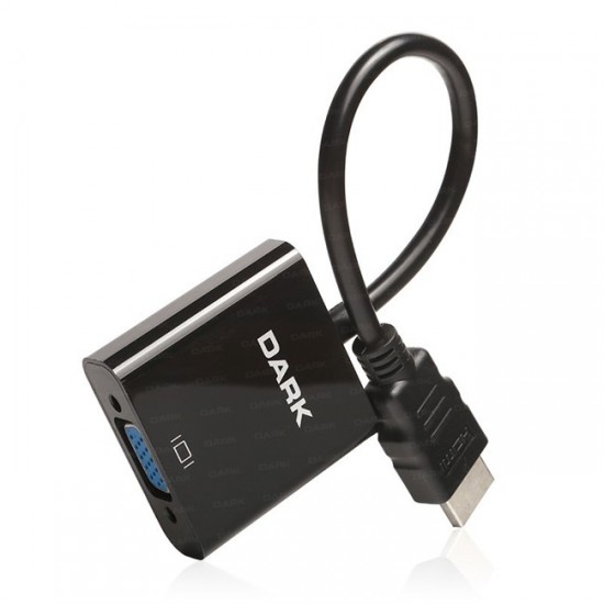 Dark HDMI Erkek to VGA Dişi Çevirici 10cm Siyah