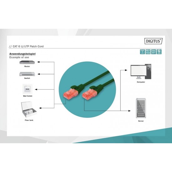 Digitus Patch Kablo Cat6 Yeşil (2m)