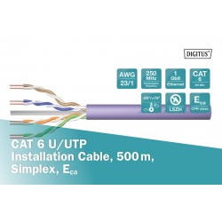 Digitus Cat6 Mor UTP Data Kablosu Saf Bakır (500m)