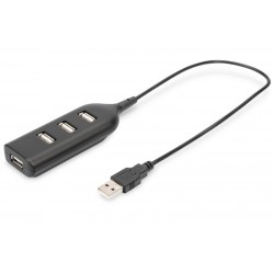 Digitus USB2.0 Çoklayıcı 30cm Kablo Siyah(4 Port)