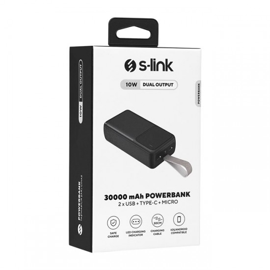 S-link Powerbank 30000mAh Siyah